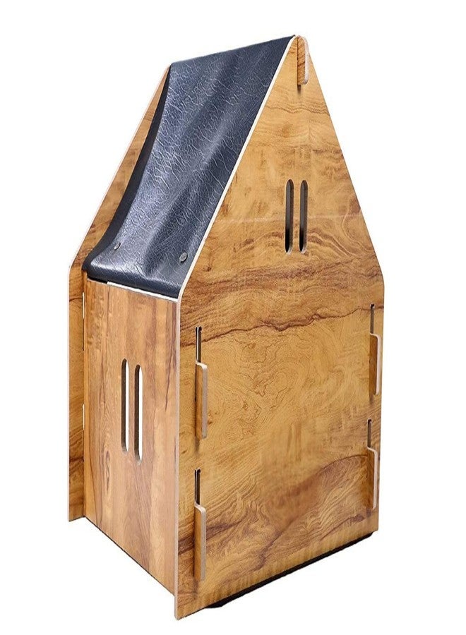 Keebori Pet House for Dogs Large Wooden Dog House for Small Medium Dog Foldable Wooden Dog House Cat House with Foldable Mat and Roof (Beige, Small) - Image 3